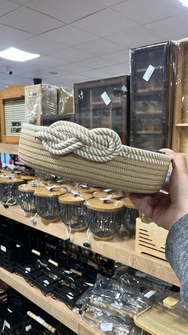 سبد گرد بافت مدل گره دار