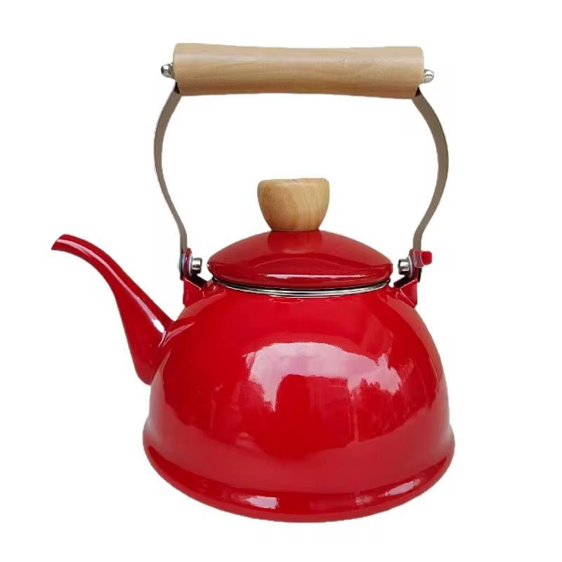 کتری لعابی دسته بامبو L37