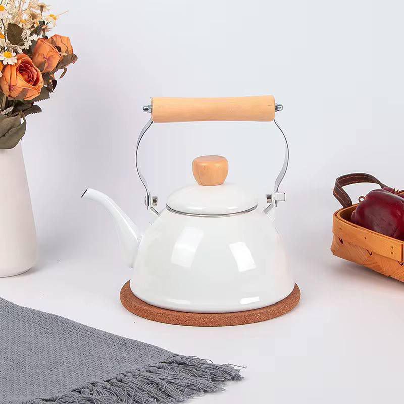 کتری لعابی دسته بامبو L36