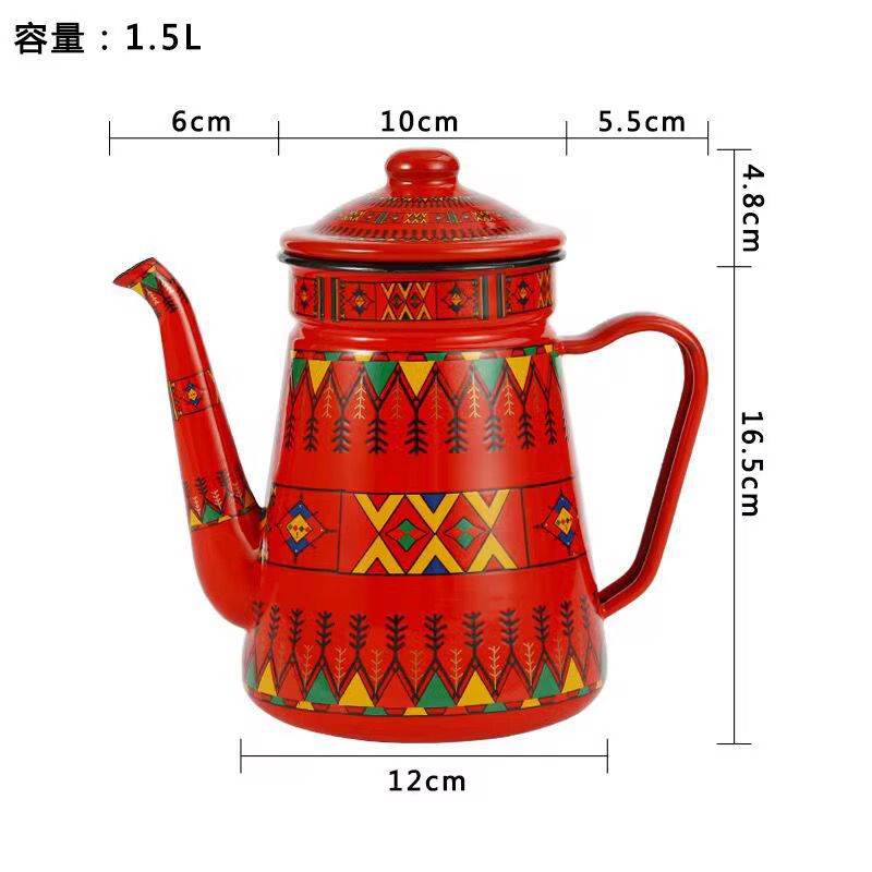 کتری لعابی قرمز خالدار کد L34