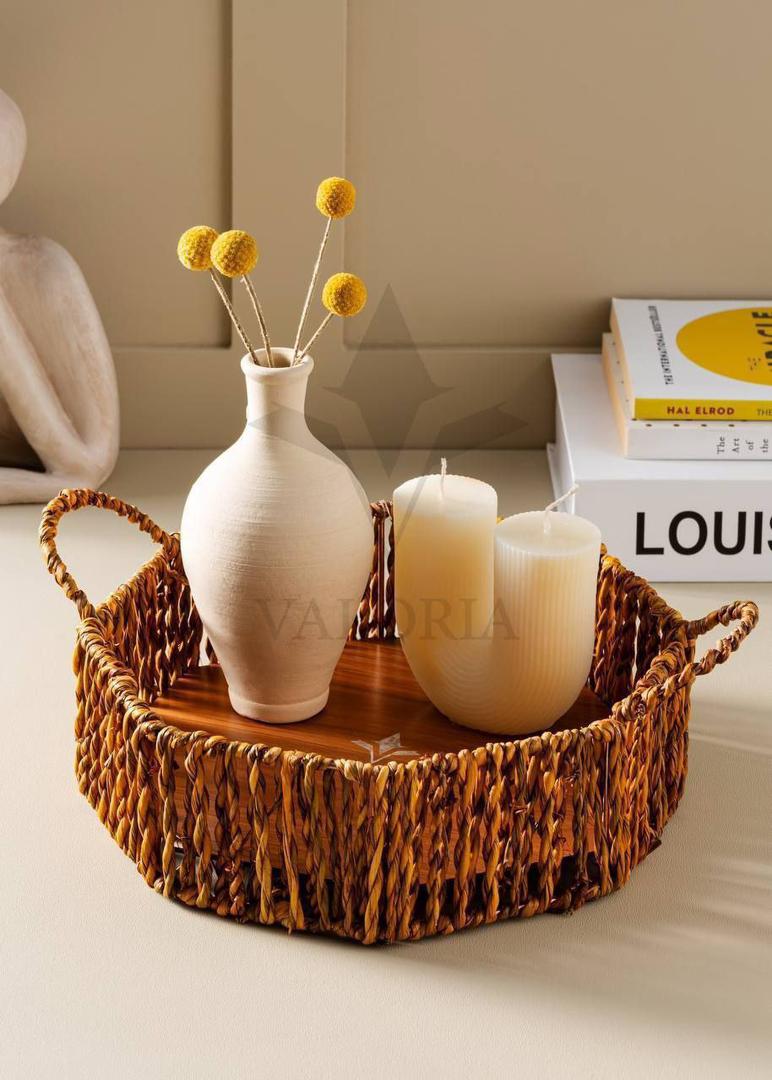 سبد حصیری کف چوبی قطر 25 سانت