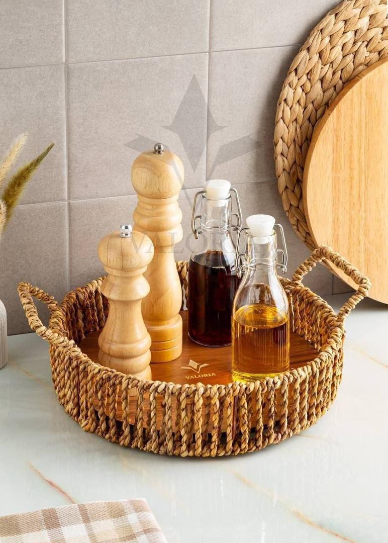 سبد حصیری کف چوبی قطر 25 سانت